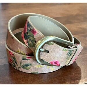 Patricia Nash Vietri Floral Leather Brown Belt Size Large